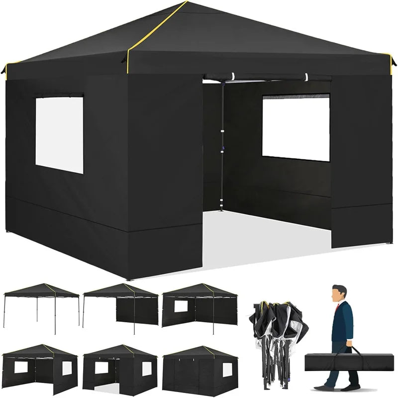 Instant Gazebo 10x10FT Pop Up Canopy Tent with Sidewalls and Roll-up Ventilated Windows with Mosquito net