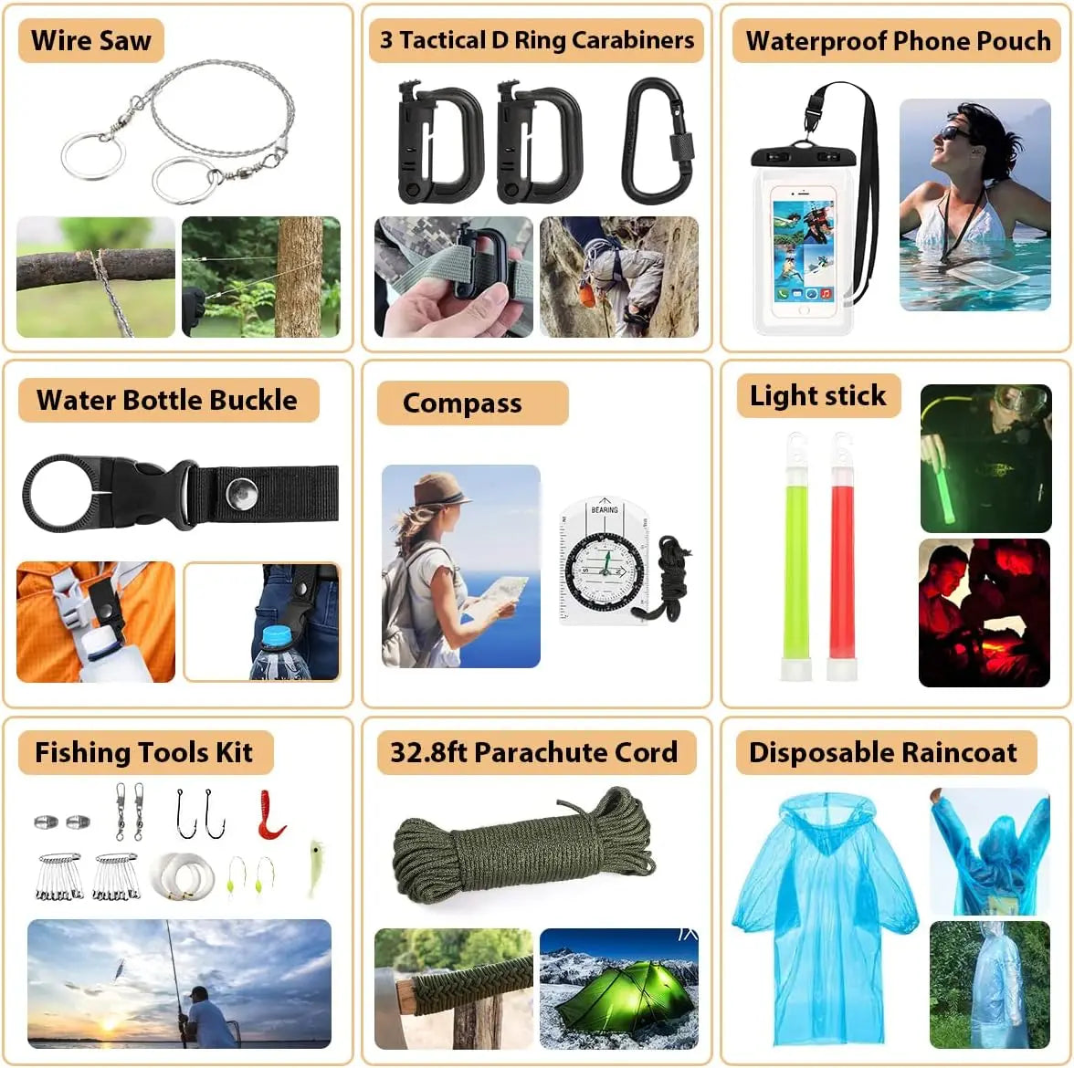 250Pcs Survival Gear First Aid Kit with Molle Bag & Emergency Tent for Outdoor Adventure, Hiking, Hunting