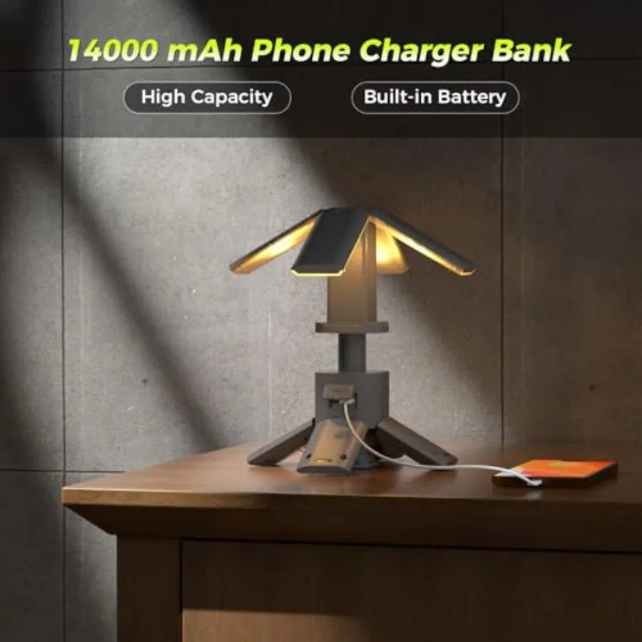Telescopic Camping Lights with Remote Control 14000 mAh Rechargeable 6000LM LED Lanterns with Memory Function Dimmable Magnetic