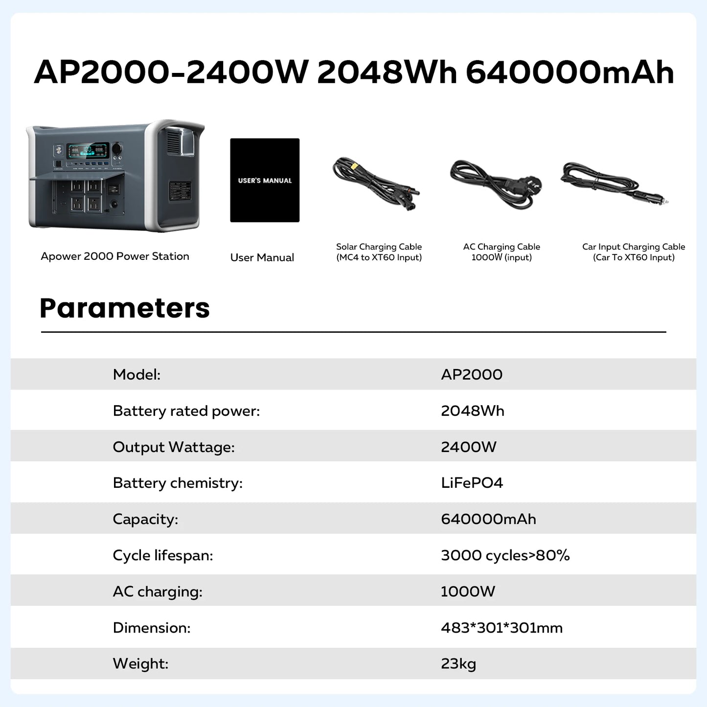 CTOLITY 500W 2400W Power Station 345.6Wh 2048Wh LiFePo4 Portable Solar Generator 110V AC Energy Storage Supply