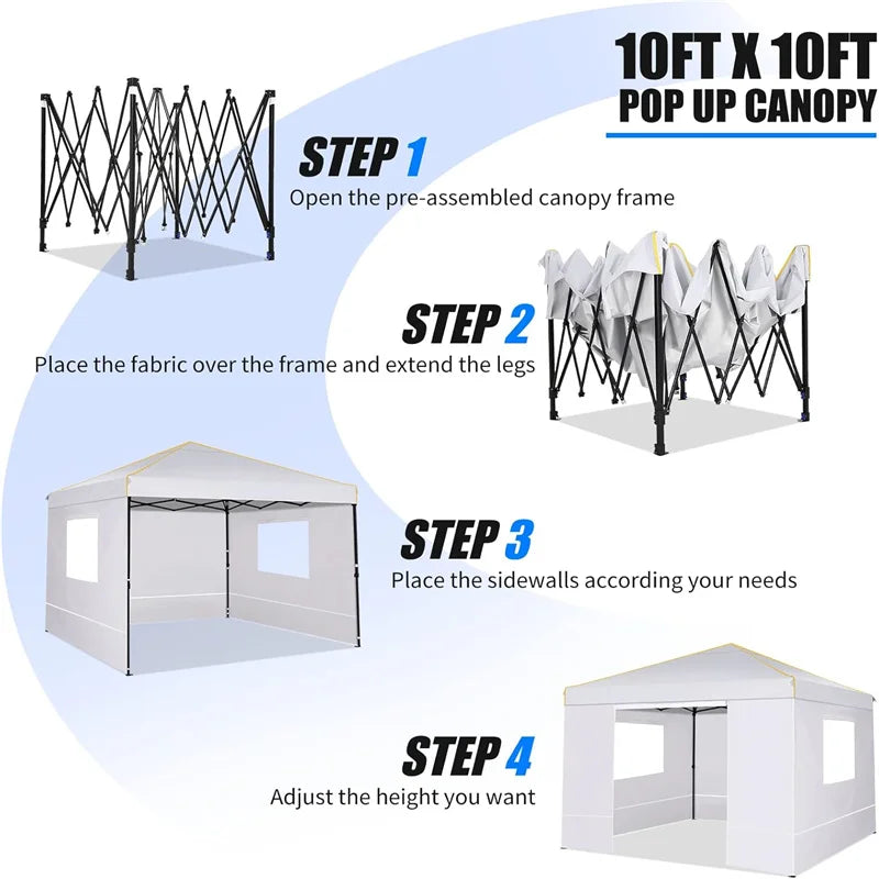 Instant Gazebo 10x10FT Pop Up Canopy Tent with Sidewalls and Roll-up Ventilated Windows with Mosquito net