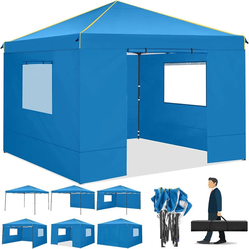 Instant Gazebo 10x10FT Pop Up Canopy Tent with Sidewalls and Roll-up Ventilated Windows with Mosquito net