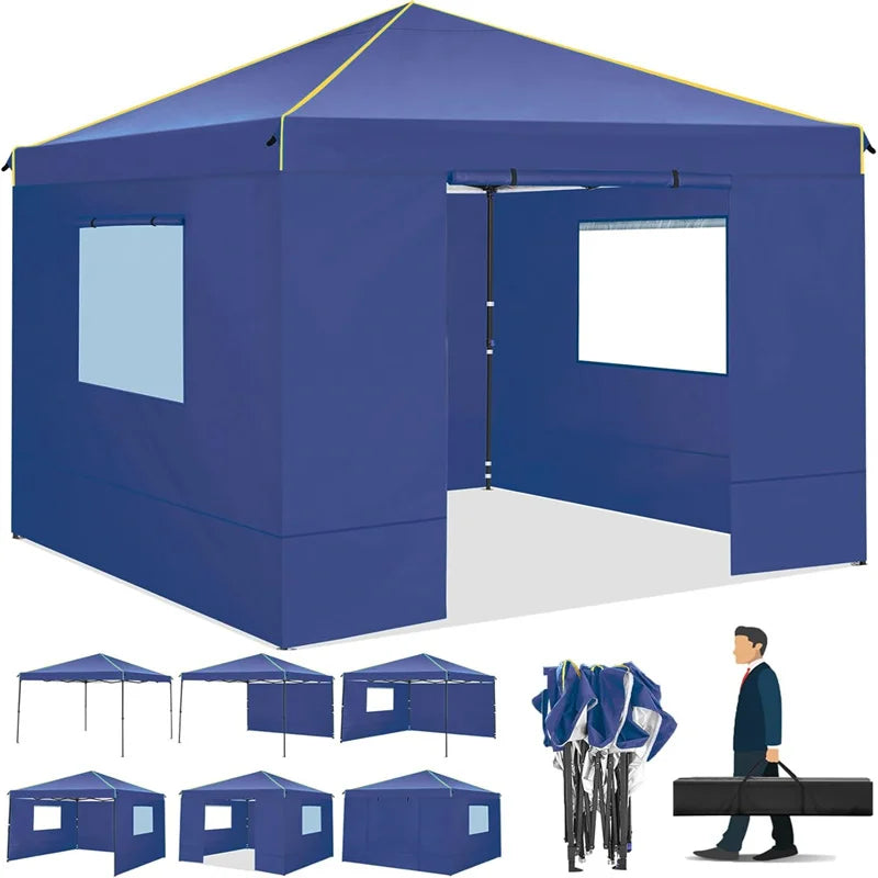 Instant Gazebo 10x10FT Pop Up Canopy Tent with Sidewalls and Roll-up Ventilated Windows with Mosquito net