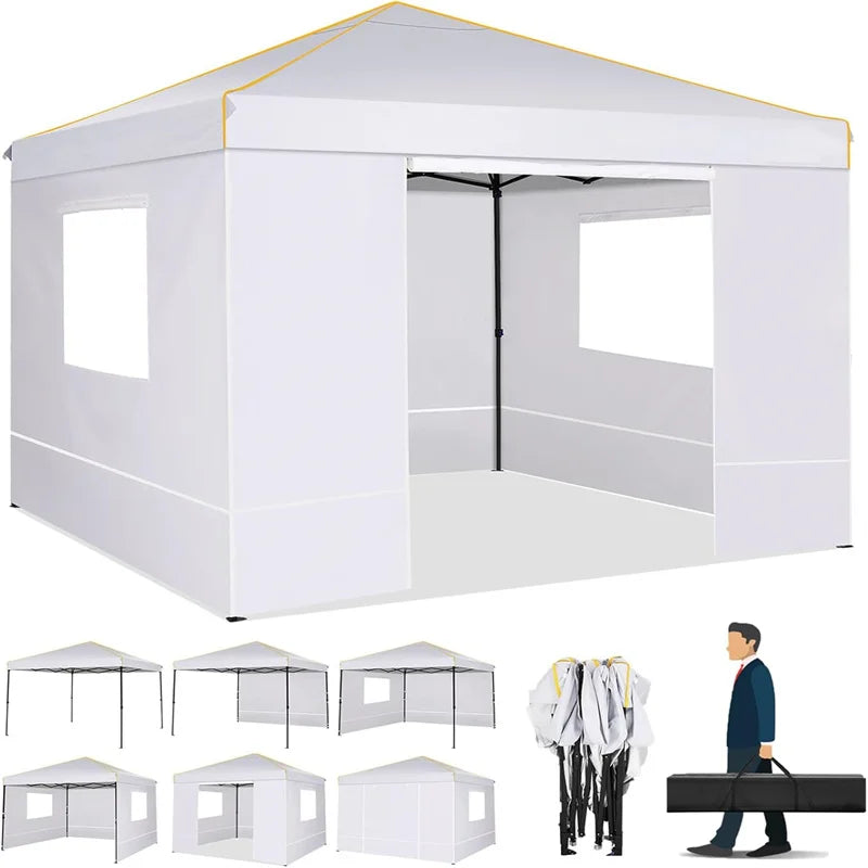 Instant Gazebo 10x10FT Pop Up Canopy Tent with Sidewalls and Roll-up Ventilated Windows with Mosquito net