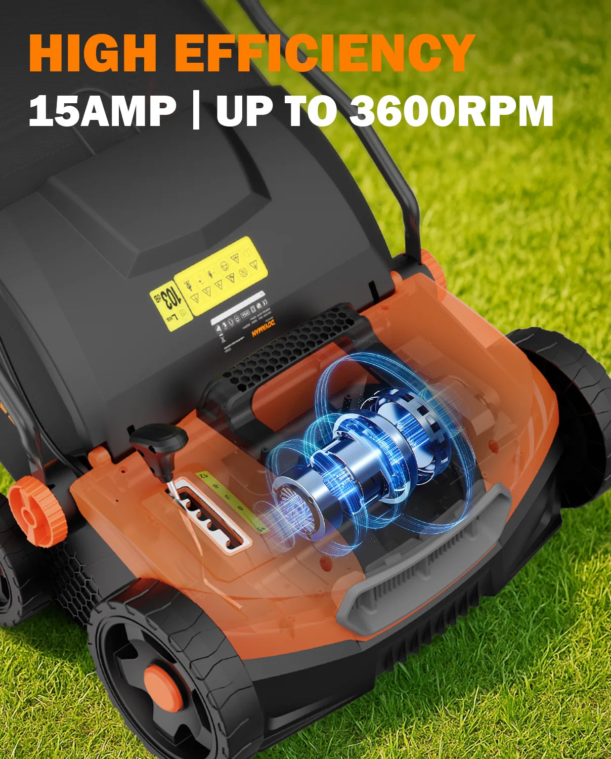 DOVAMAN 15A 2-in-1 Electric Dethatcher & Scarifier, 16" Lawn Tool, 5 Depth Levels, Foldable Handle, 12Gal Bag for Garden