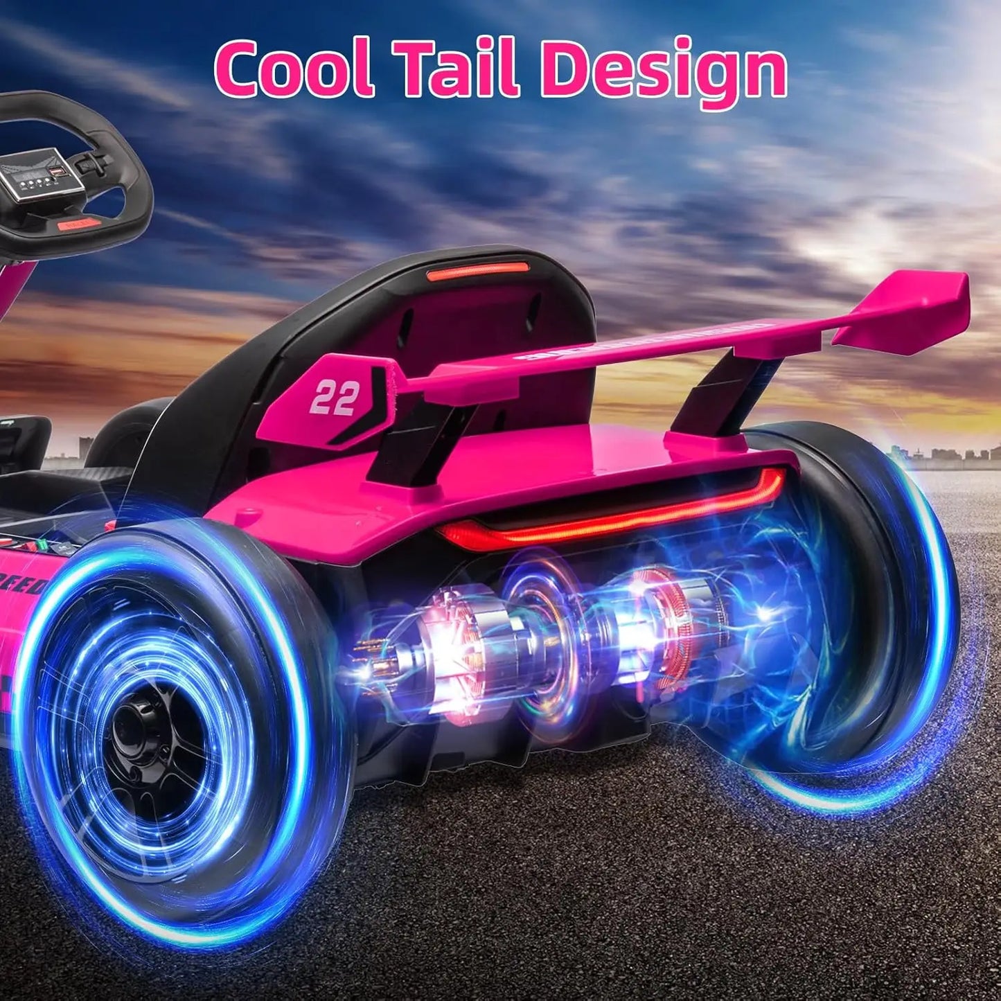24V Kids Electric Drift Kart, 300W Powerful Motor 8.5MPH,EVA Tires,Drift/Sport Modes,LED Lights, Outdoor Racing Ride-On Toy
