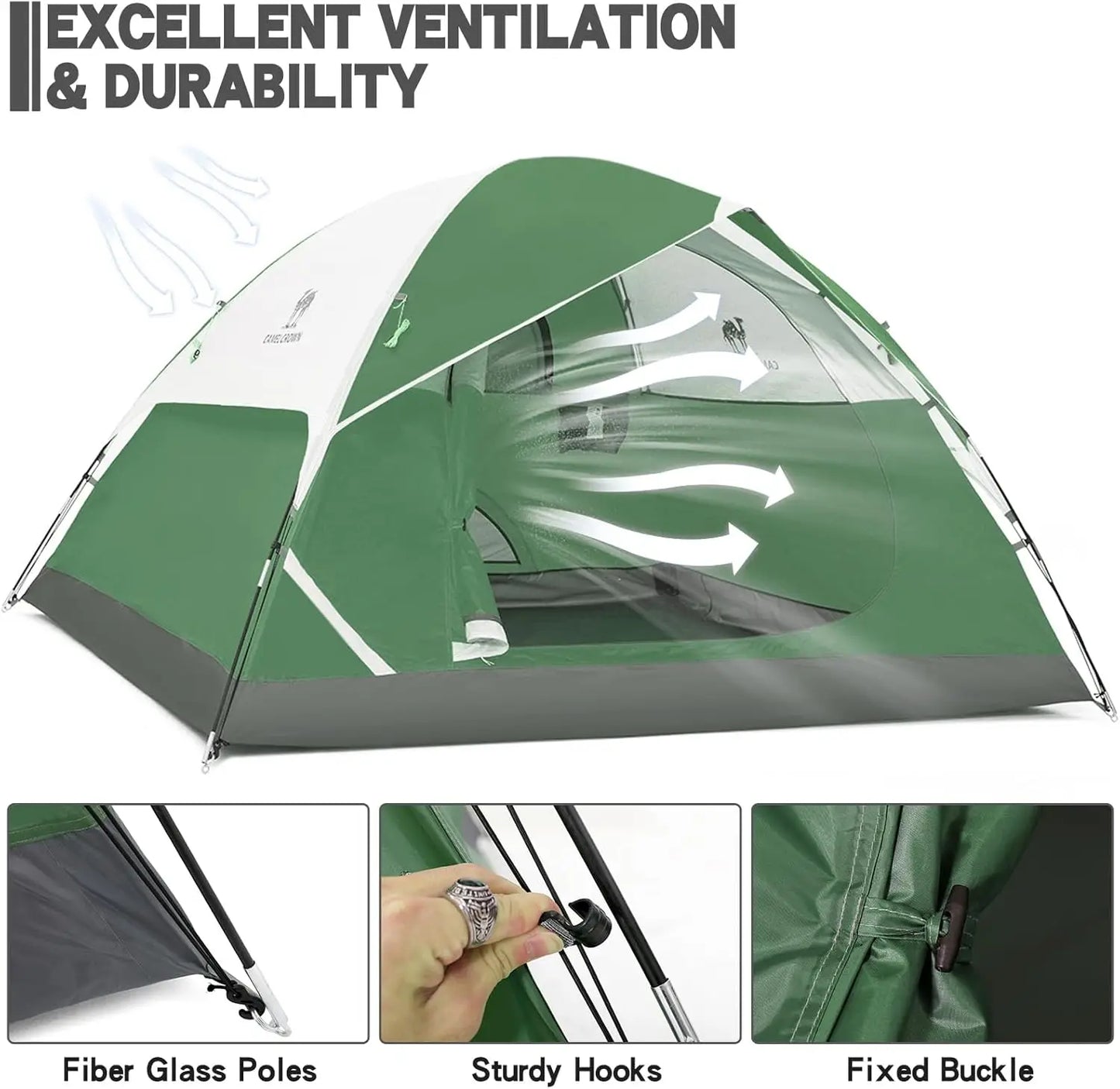2-5 Person Waterproof Camping Tent, Lightweight Portable Dome Tent for Hiking and Backpacking