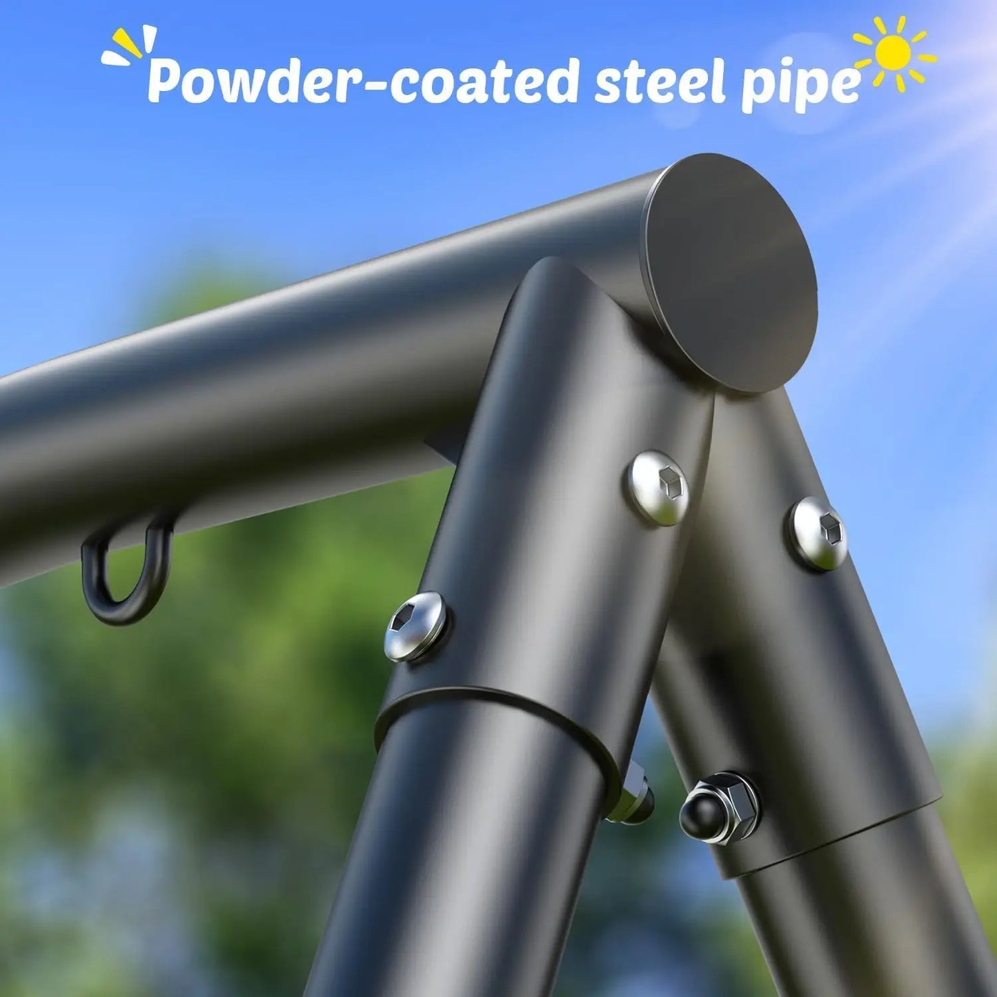 Heavy Duty A-Frame Metal Swing Set with Large Platform, 440lbs Capacity for Outdoor Playground