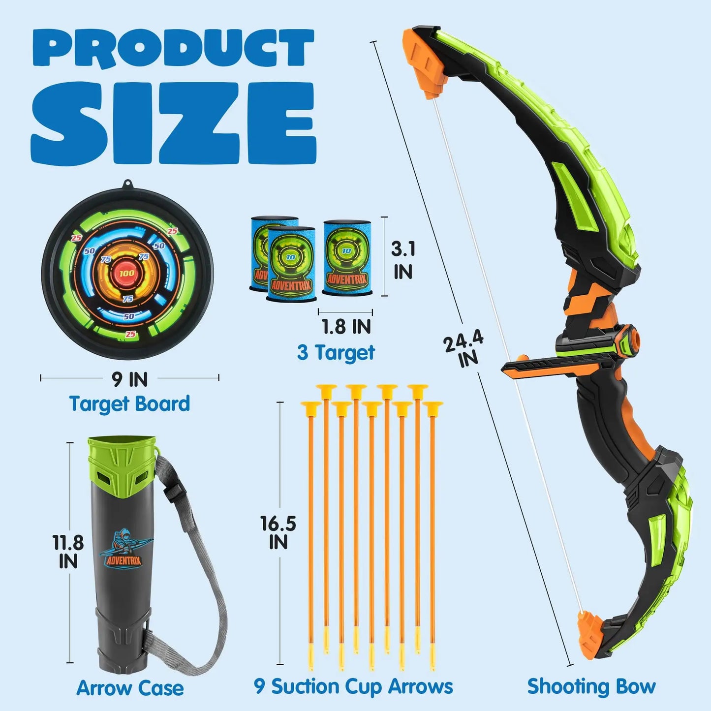 JOYFY Kids Bow Arrow Set with LED Flash Lights Outdoor Archery (Toy set with Suction Cup Arrows Great for Kids 6-12)