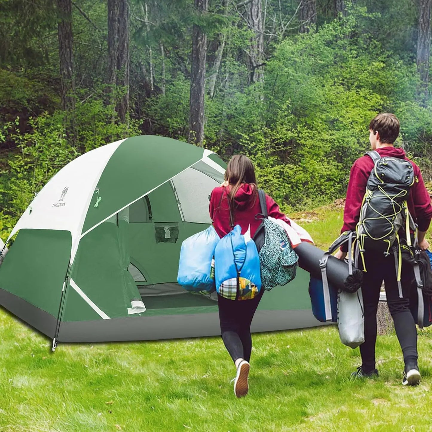 2-5 Person Waterproof Camping Tent, Lightweight Portable Dome Tent for Hiking and Backpacking