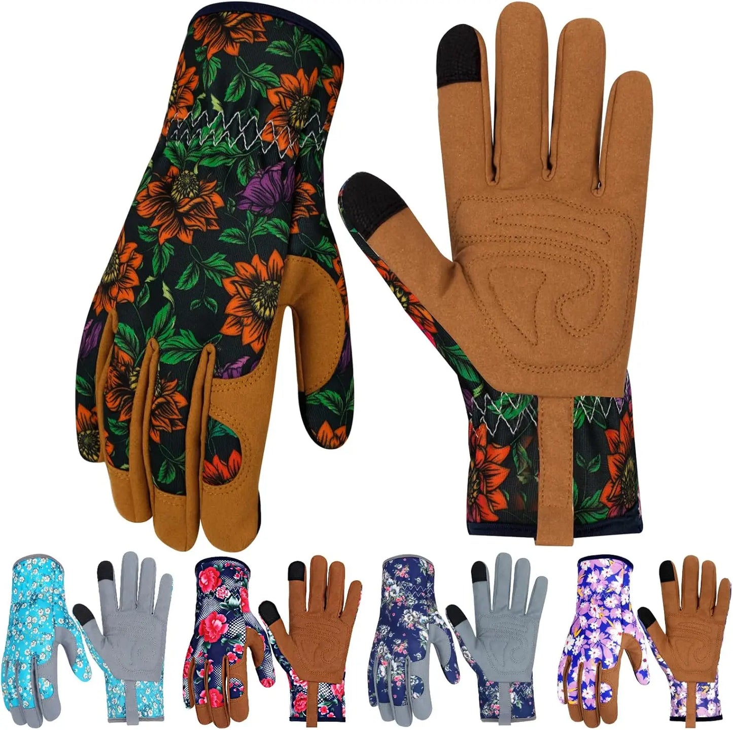 Women's Leather Gardening Gloves Thorn Proof Touch Screen Working Gloves