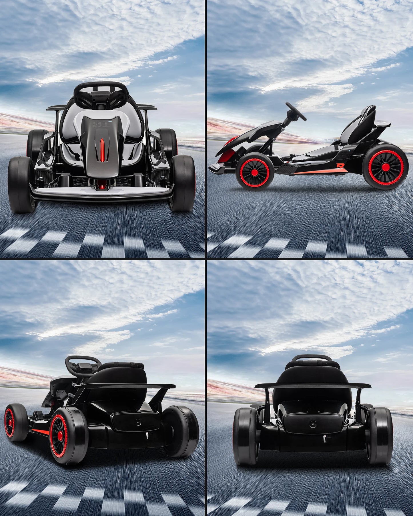 Go Kart, Electric Drift Kart Car with 24V 7Ah Outdoor Ride On Toy  200W Motor, 8.1 MPH, LED Lights 6-12 Years