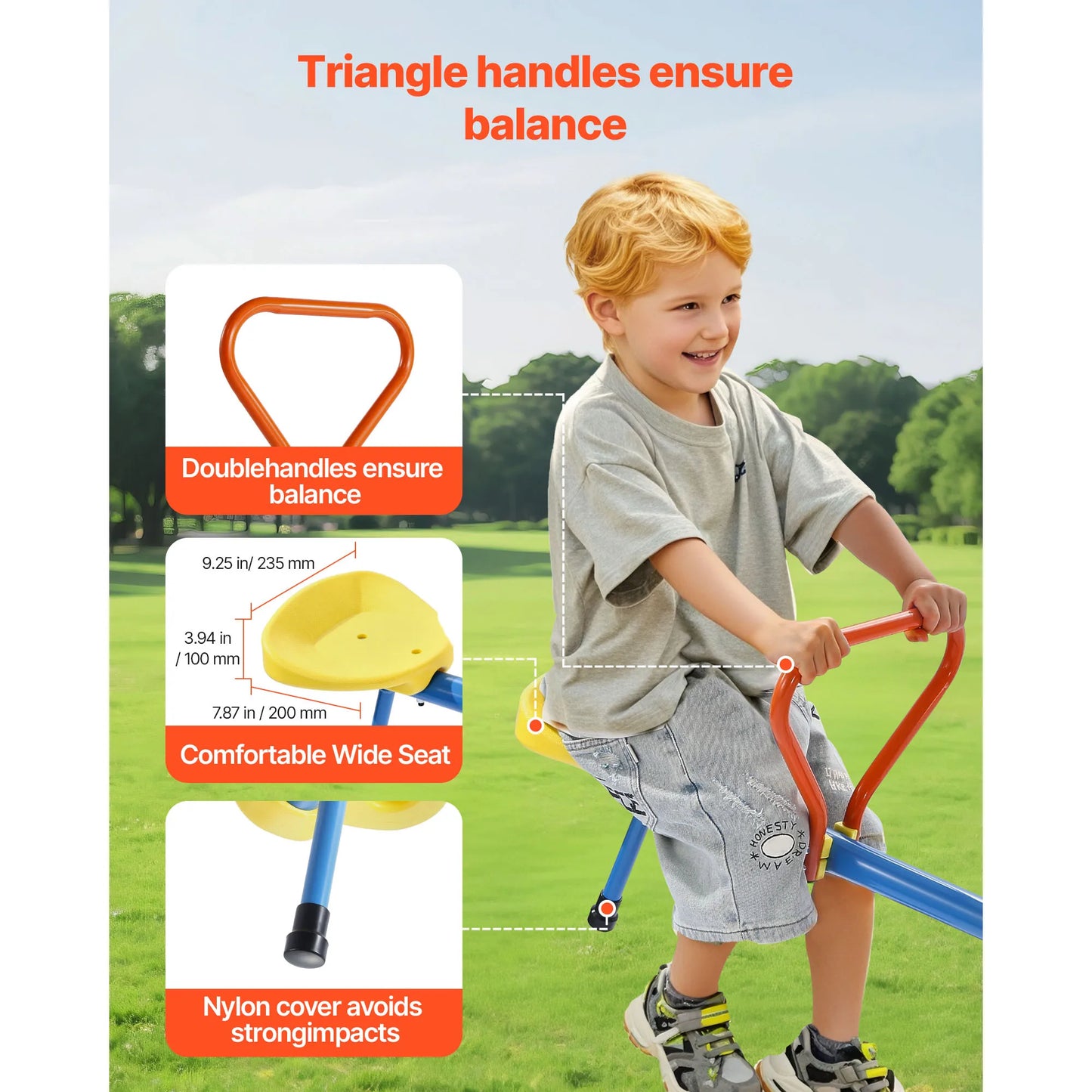 SucceBuy 4 Seats Kids Seesaw Sit & Spin Teeter Totter with 4-prong Support Legs & 360° Rotating Children Outdoor Play Equipment