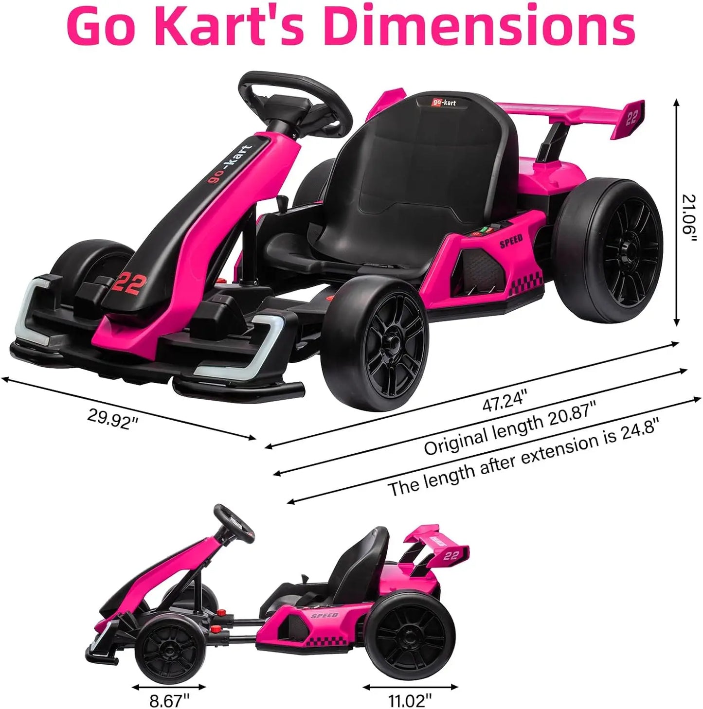 24V Kids Electric Drift Kart, 300W Powerful Motor 8.5MPH,EVA Tires,Drift/Sport Modes,LED Lights, Outdoor Racing Ride-On Toy