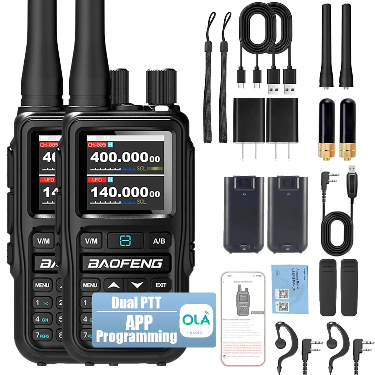 Baofeng UV-5R Mini Dual Band Radio - 5W 2-Way Radio w/999CH | Bluetooth & NOAA Weather | USB-C Charging | Emergency Kit for Camp