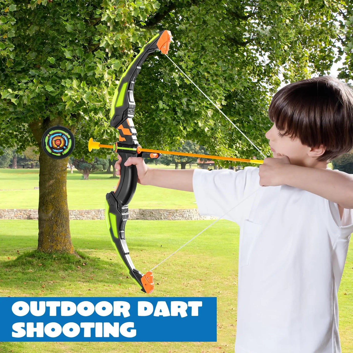 JOYFY Kids Bow Arrow Set with LED Flash Lights Outdoor Archery (Toy set with Suction Cup Arrows Great for Kids 6-12)