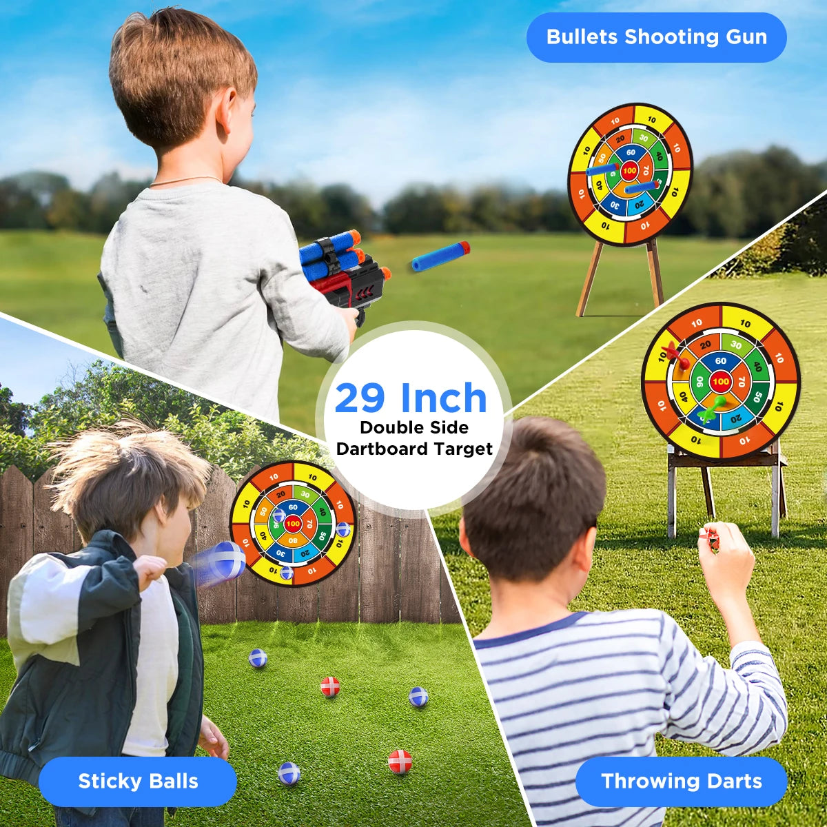 VATOS 2X Bow Arrow + Guns Toy For Kids Night-Light Archery Stand Target Board Indoor Outdoor