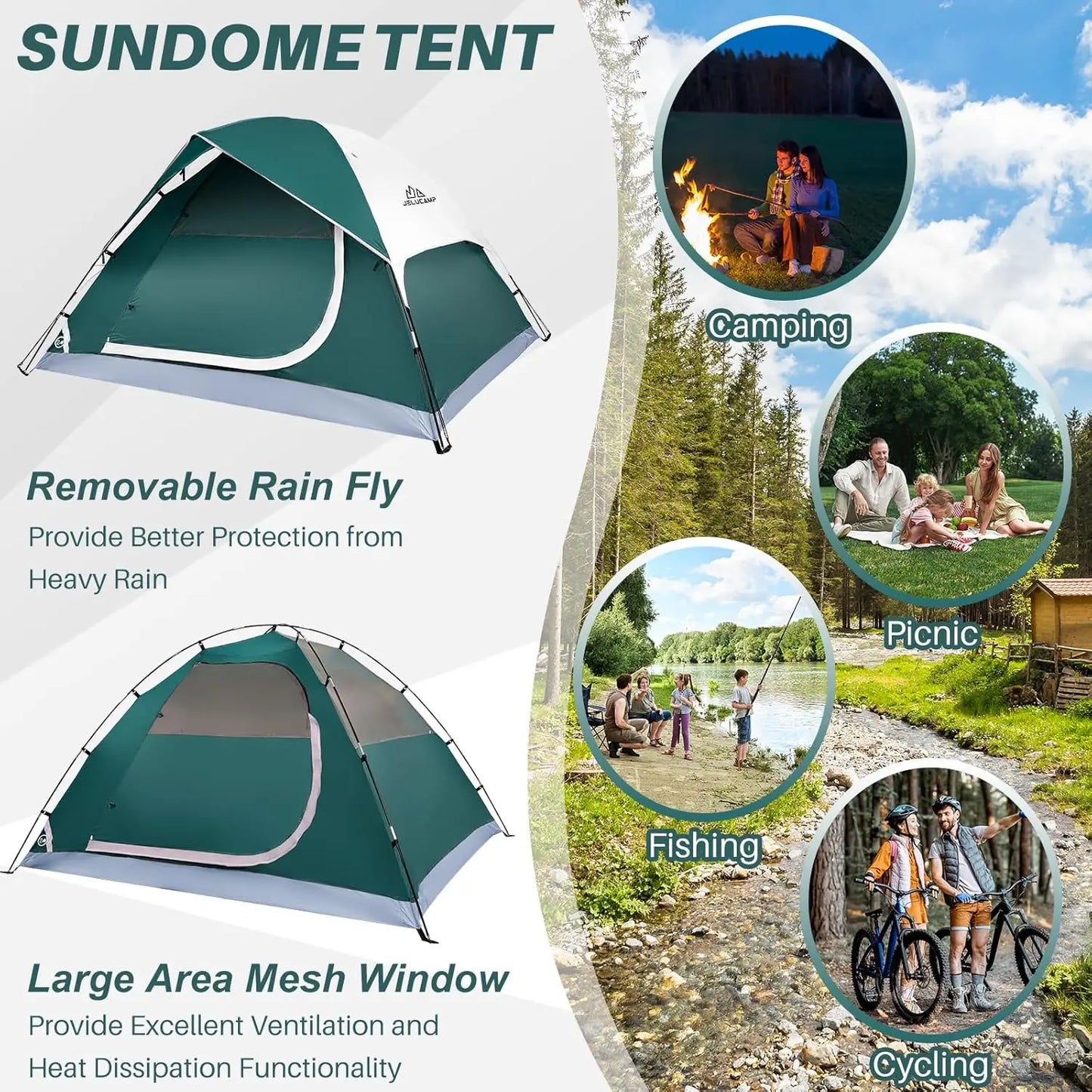 Lightweight 1-6 Person Dome Tent, Waterproof & Easy Setup for Camping Hiking