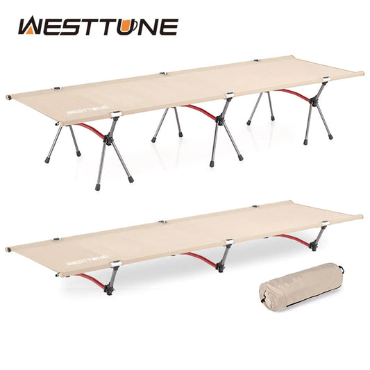 Camping Cot with Leg Extenders Portable Folding Bed Ultralight Aluminum Alloy Sleeping Cot for Outdoor Hiking Travel