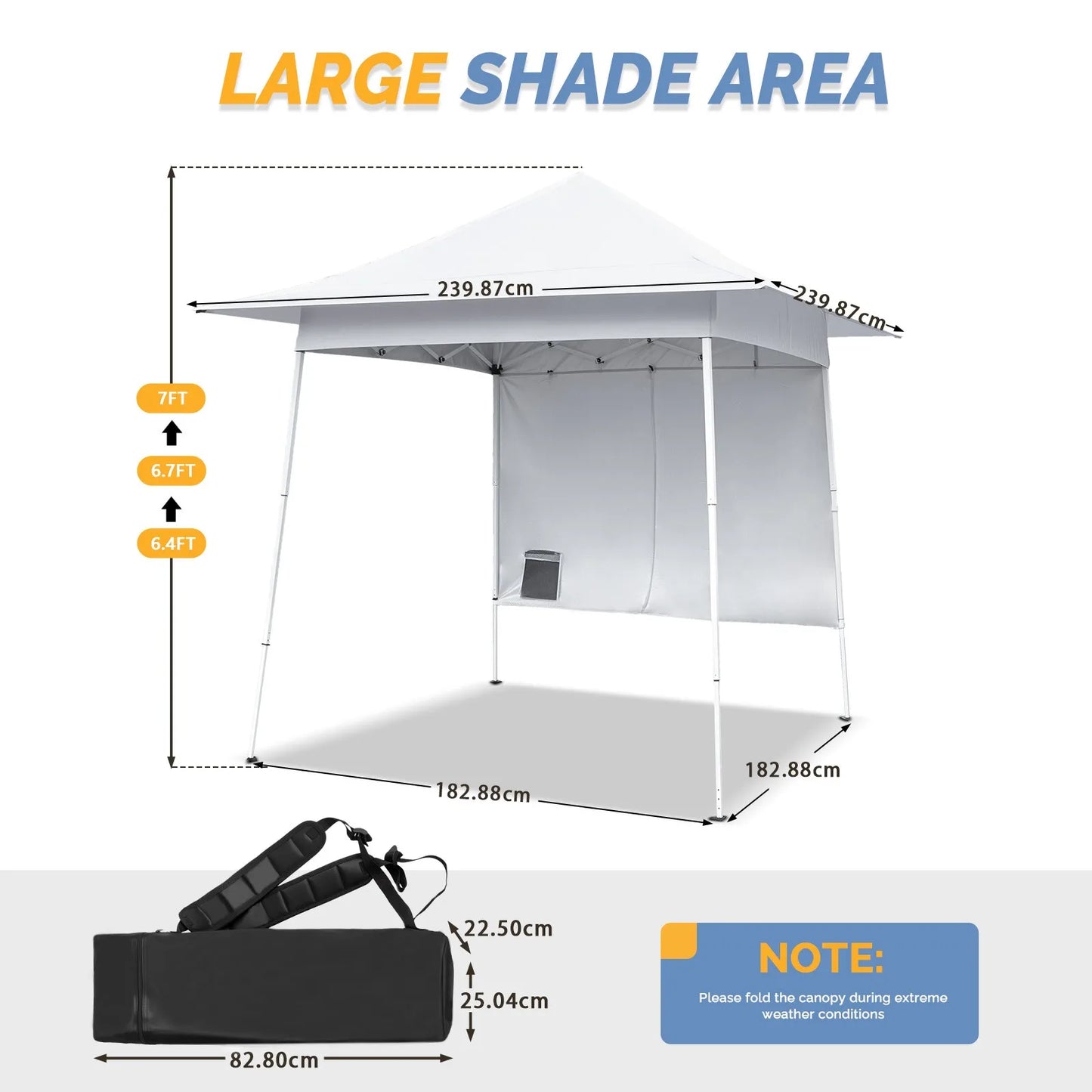 8'x8' Outdoor EZ Pop Up Gazebo Canopy Fold Tent for Party With 1 Wall White