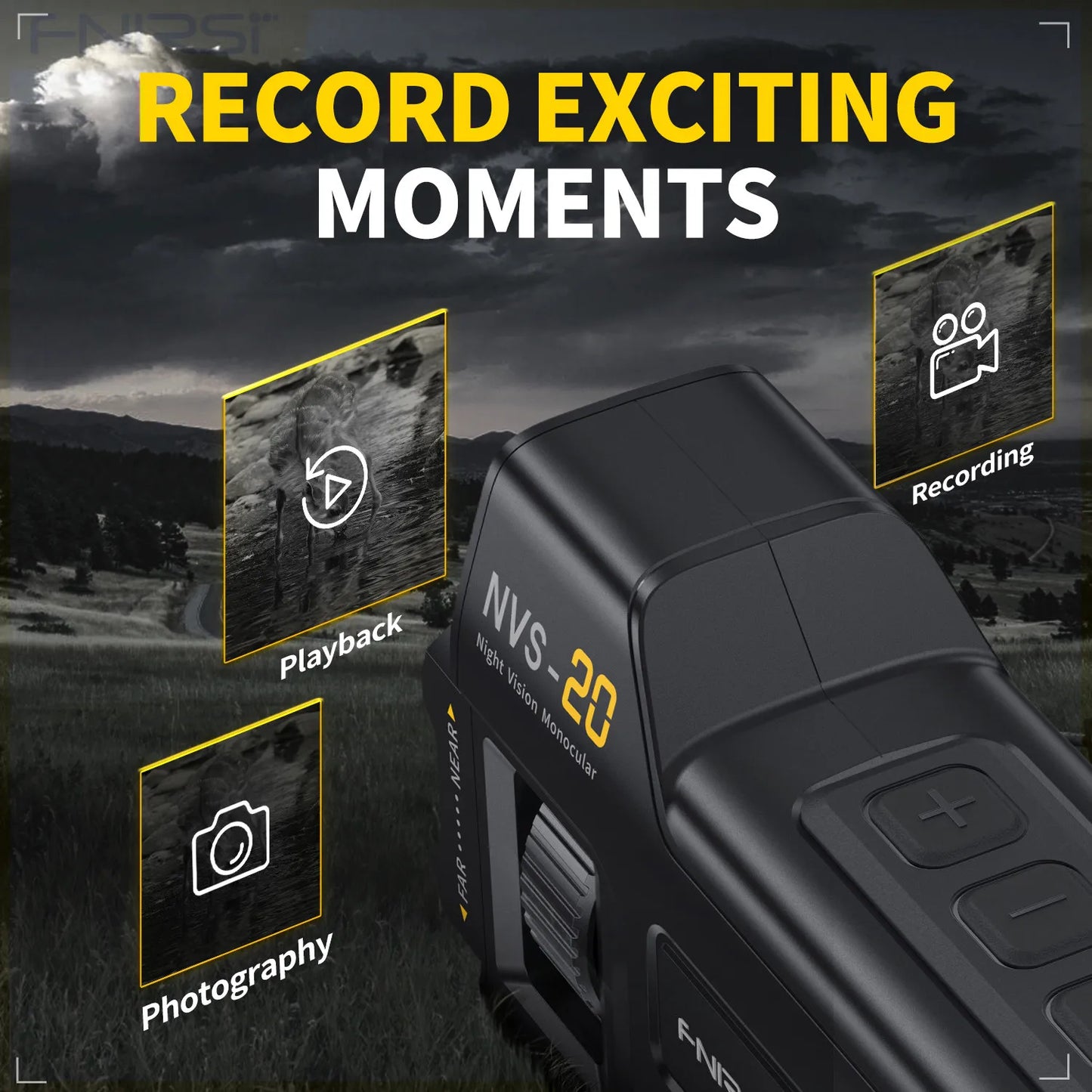 Monocular Night Vision Goggles 6X Digital Zoom 300m Hunting Camping Scope Day and Night Dual UseFNIRSI Telescope NVS-20 4KHD