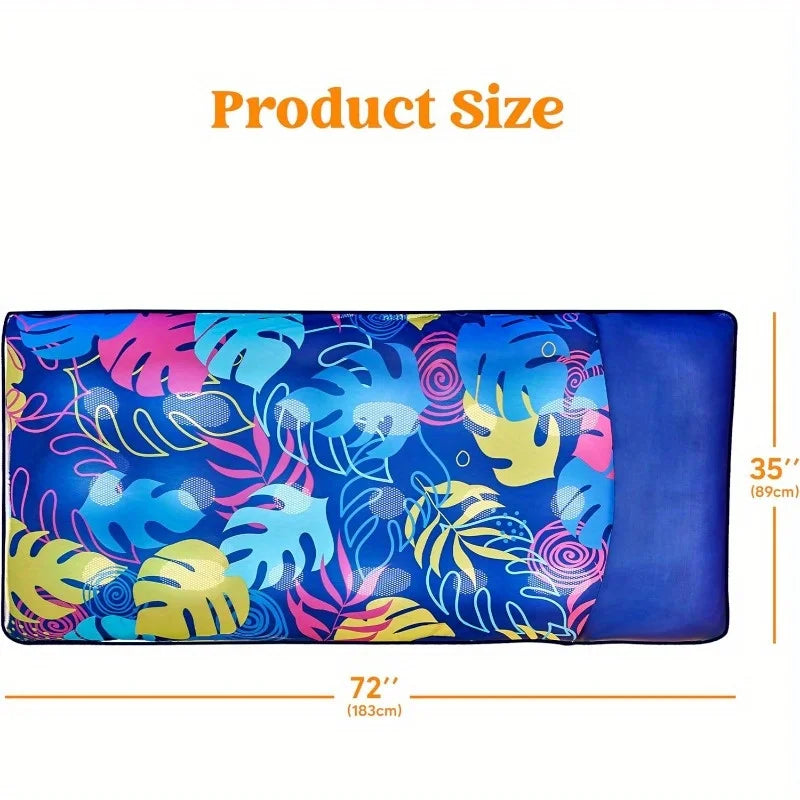 Fabric Covered Pool Inflatable Floats, Raft Mat Lounger for Adults with Headrest