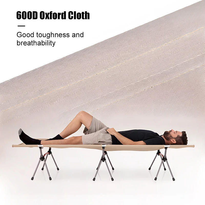 Camping Cot with Leg Extenders Portable Folding Bed Ultralight Aluminum Alloy Sleeping Cot for Outdoor Hiking Travel