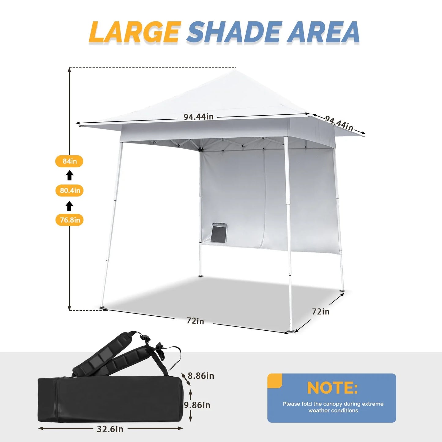 8'x8' Outdoor EZ Pop Up Gazebo Canopy Fold Tent for Party With 1 Wall White