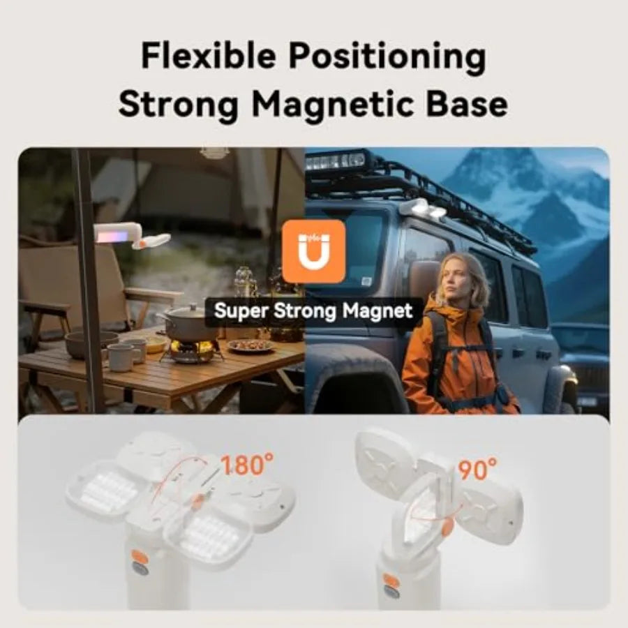 4-in-1 Camping Light Work Light 2000LM Rechargeable,  Adjustable Magnetic Tripod