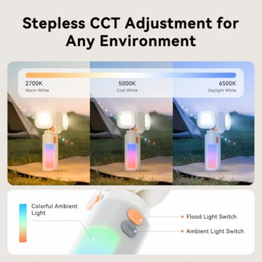 4-in-1 Camping Light Work Light 2000LM Rechargeable,  Adjustable Magnetic Tripod