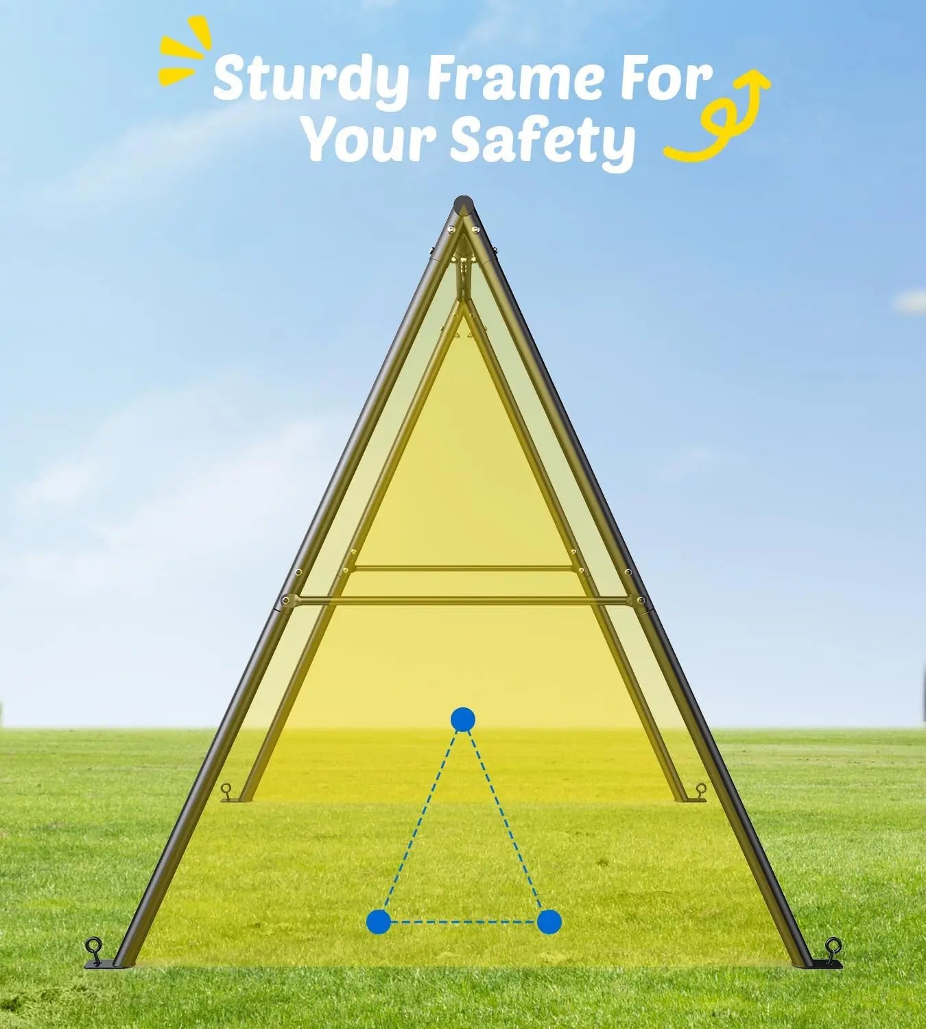 Heavy Duty A-Frame Metal Swing Set with Large Platform, 440lbs Capacity for Outdoor Playground