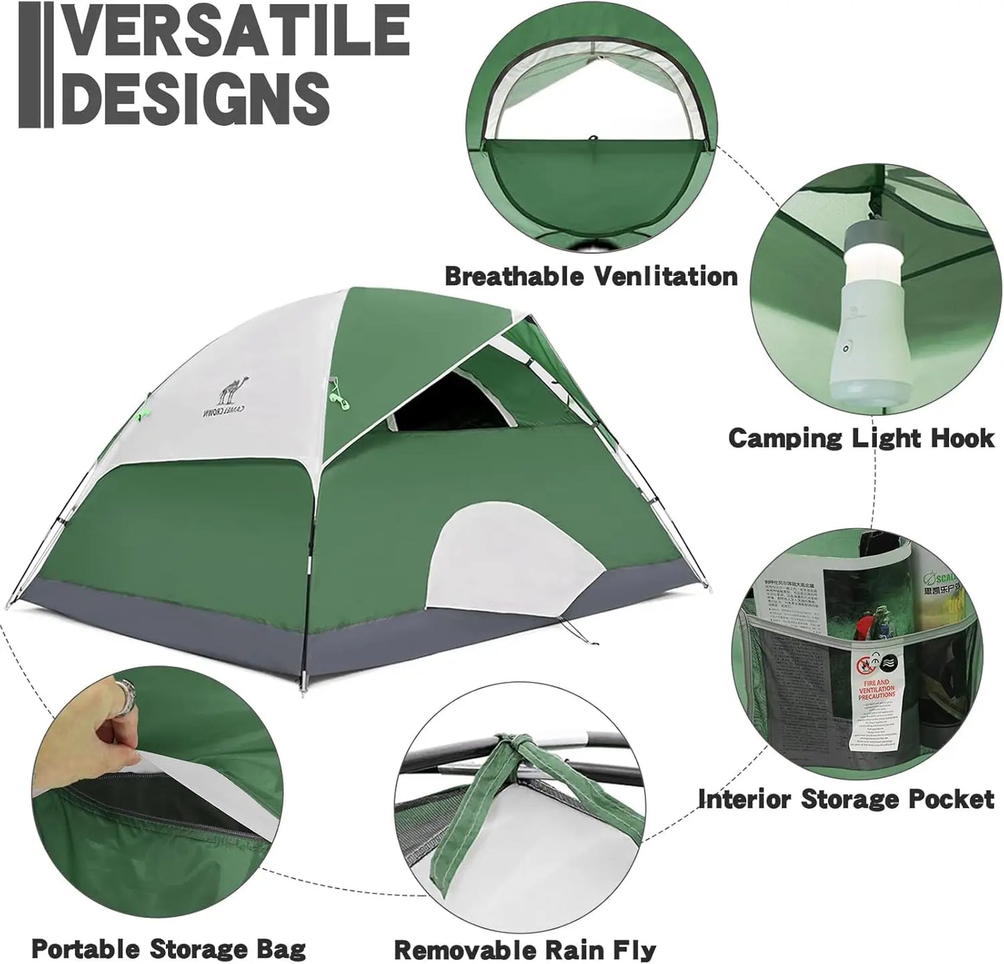 2-5 Person Waterproof Camping Tent, Lightweight Portable Dome Tent for Hiking and Backpacking
