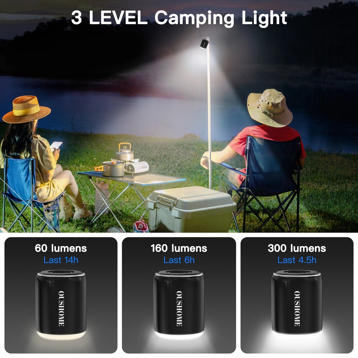 Portable Air Pump for Inflatables, Ultra-Mini Air Pump with Camping Light, USB Rechargeable