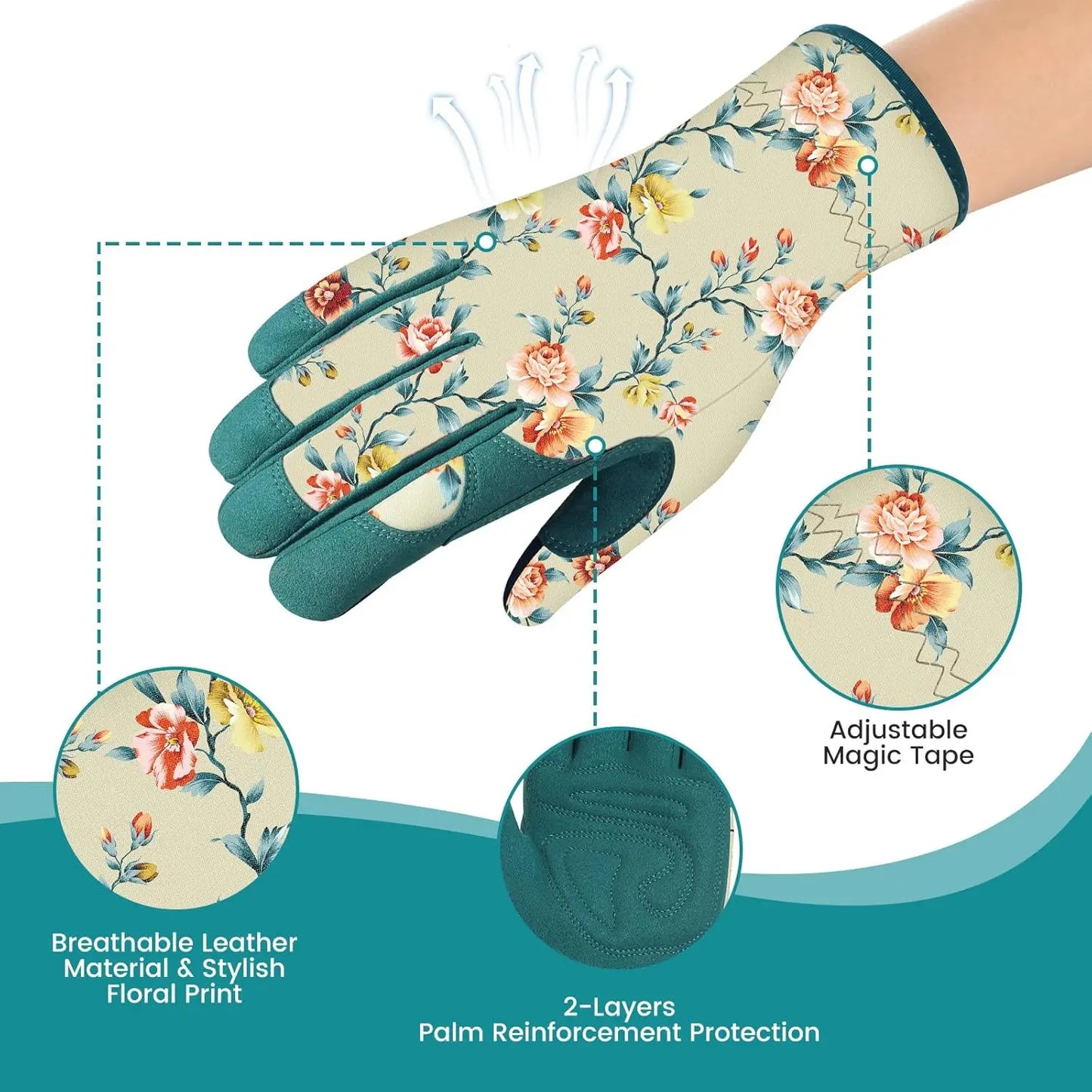Women's Thorn-Proof Leather Gardening Gloves, Breathable & Puncture-Resistant for Working Comfort