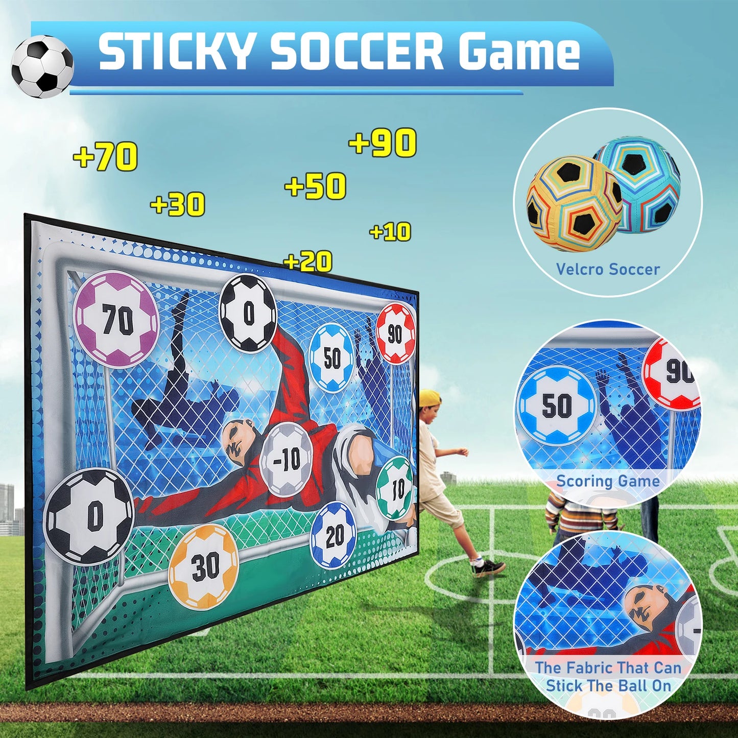 VATOS Football Soccer Sticky Goal Toy Shooting Score Practice Indoor Outdoor Sport Game