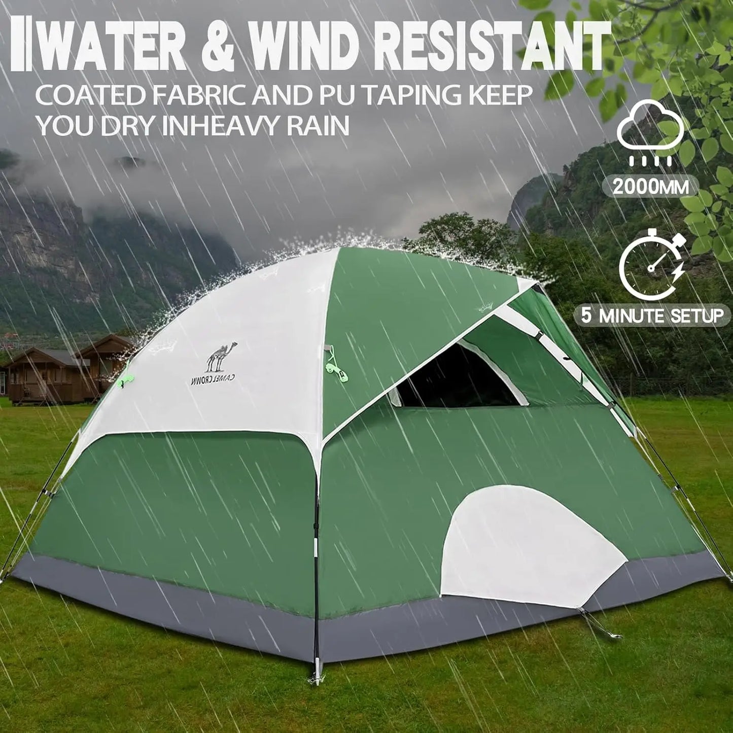 2-5 Person Waterproof Camping Tent, Lightweight Portable Dome Tent for Hiking and Backpacking