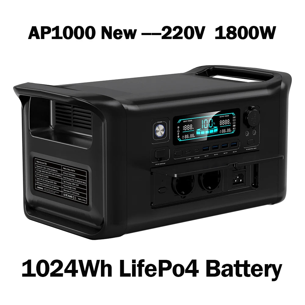 CTOLITY 500W 2400W Power Station 345.6Wh 2048Wh LiFePo4 Portable Solar Generator 110V AC Energy Storage Supply