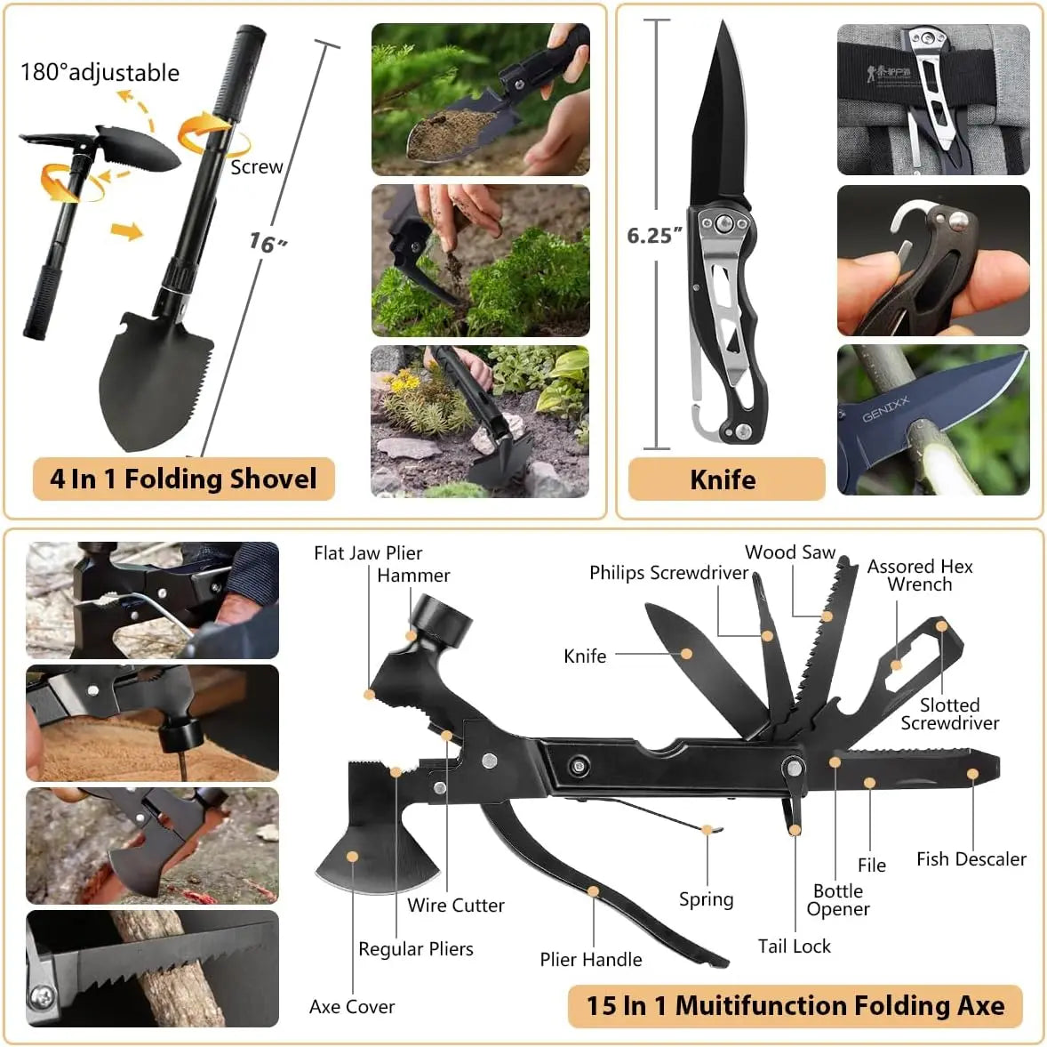 250Pcs Emergency Survival Kit with First Aid, Molle Bag & Tent for Outdoor Adventure, Hiking, Hunting