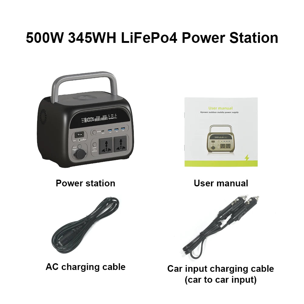 CTOLITY 500W 2400W Power Station 345.6Wh 2048Wh LiFePo4 Portable Solar Generator 110V AC Energy Storage Supply