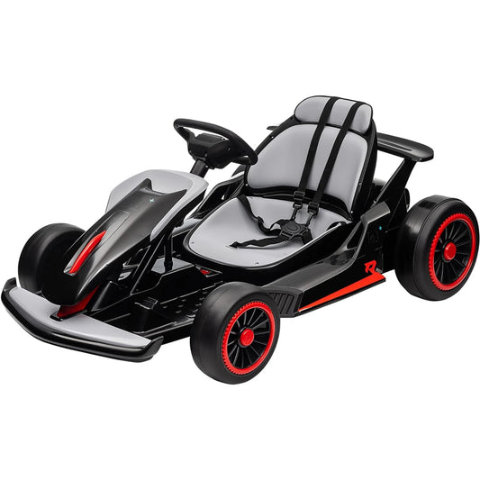 Go Kart, Electric Drift Kart Car with 24V 7Ah Outdoor Ride On Toy  200W Motor, 8.1 MPH, LED Lights 6-12 Years