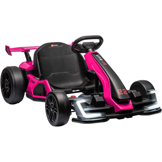 24V Kids Electric Drift Kart, 300W Powerful Motor 8.5MPH,EVA Tires,Drift/Sport Modes,LED Lights, Outdoor Racing Ride-On Toy