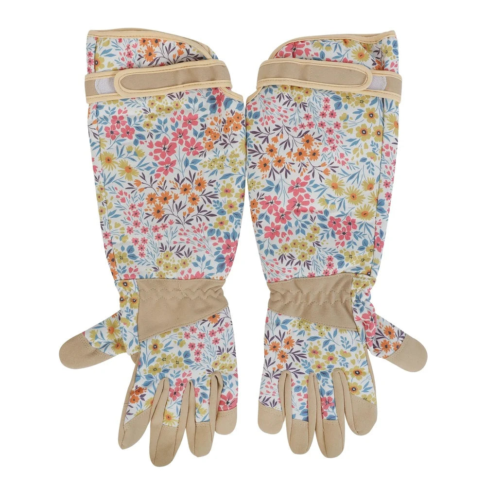 Floral Pattern Garden Gloves Waterproof Breathable Durable with Reinforced Palms Weeding Pruning Planting Tools