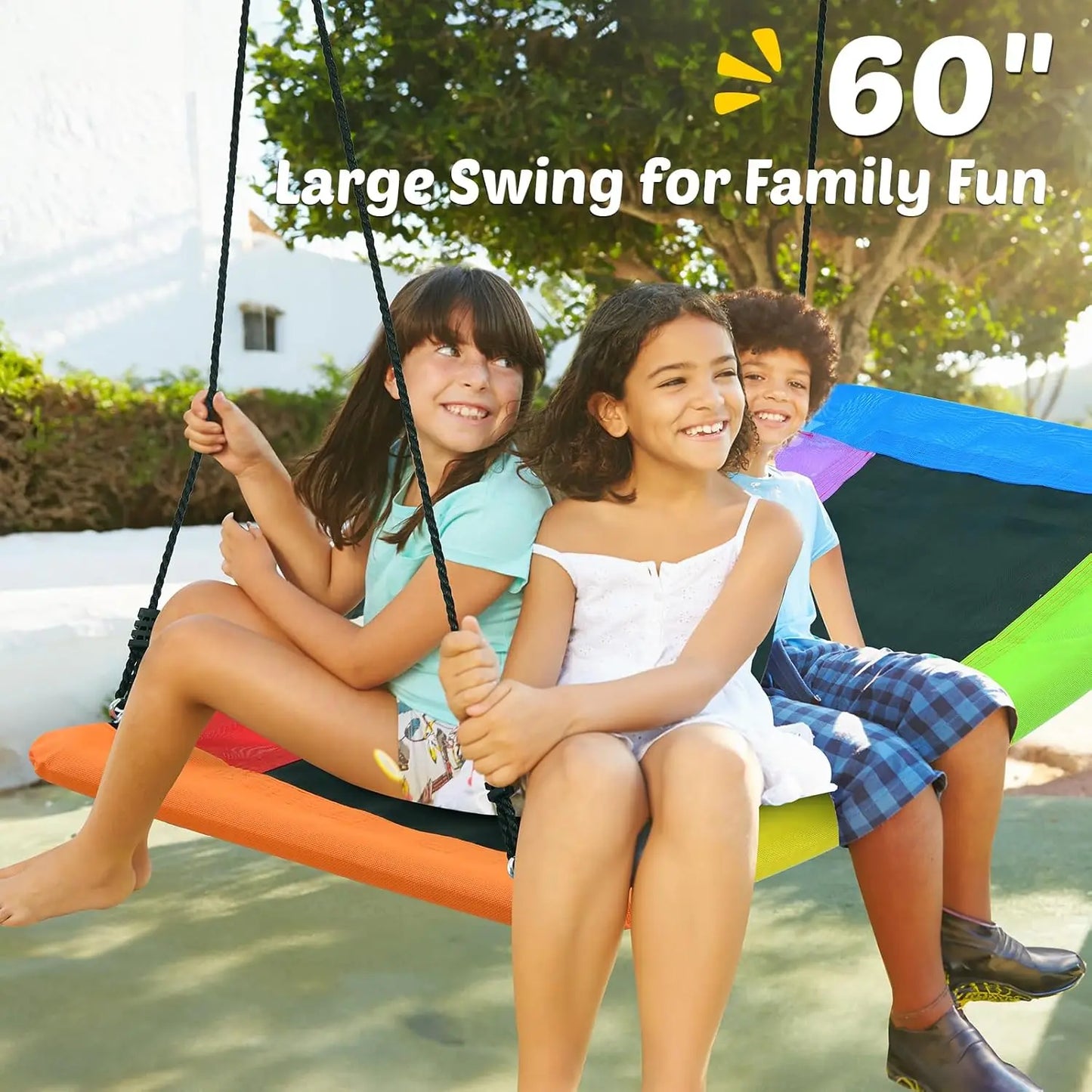 Heavy Duty A-Frame Metal Swing Set with Large Platform, 440lbs Capacity for Outdoor Playground