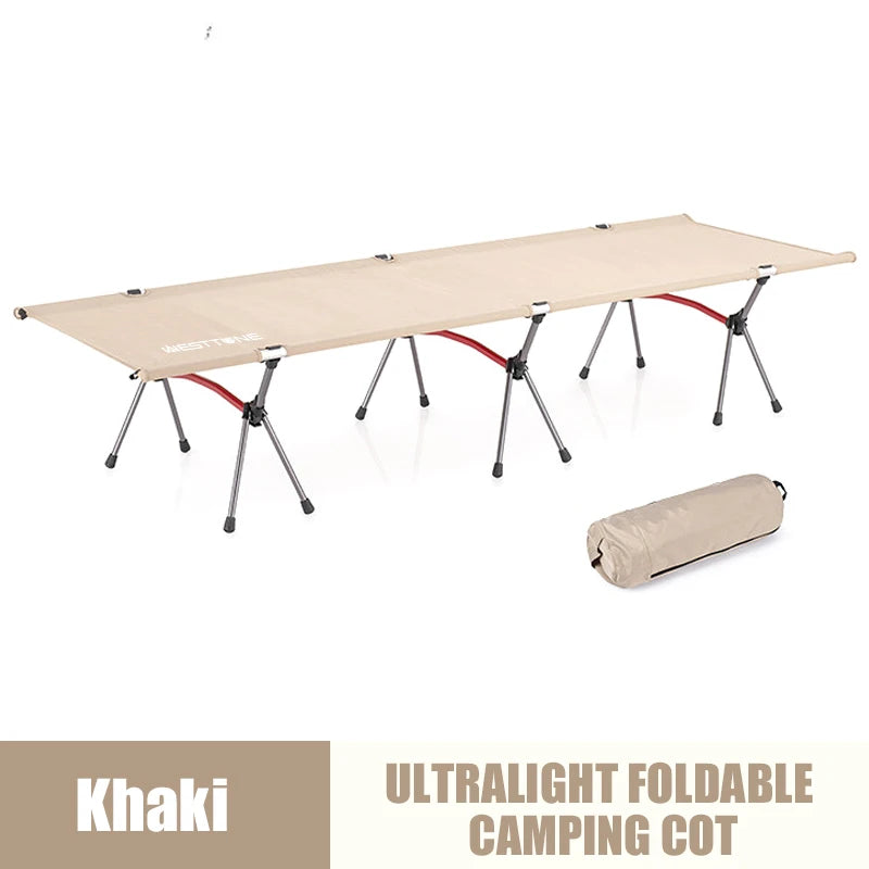 Camping Cot with Leg Extenders Portable Folding Bed Ultralight Aluminum Alloy Sleeping Cot for Outdoor Hiking Travel